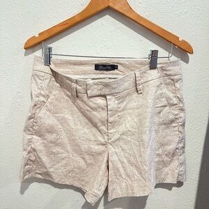 Level 99 Cream Bermuda Shorts linen Blend